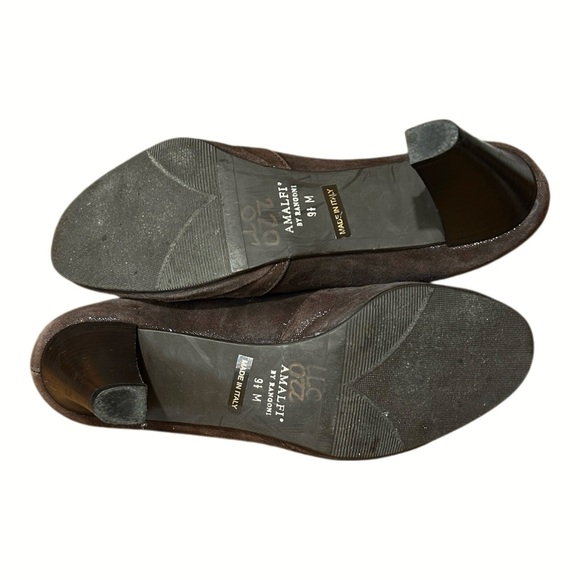 AMALFI by Rangoni Brown Microsuede Mule Bootie Heels 9.5M Stretch Panels Italy - Picture 8 of 9